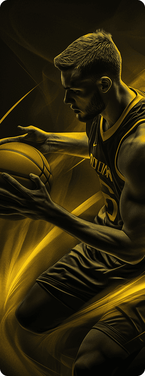 Basketball player in yellow lighting